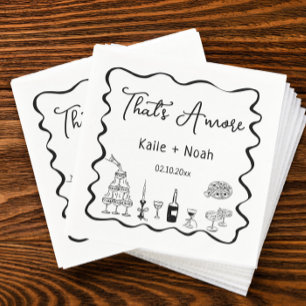 Serviette En Papier Black That's Amore Engagement Party