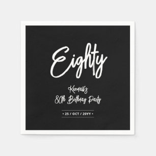 Serviette En Papier Black & White   Chic Eighty 80e fête d'anniversair