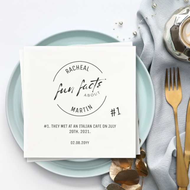 Serviette En Papier Black White Chic Moderne Fun Fun Fun Fun Mariage (Créateur téléchargé)