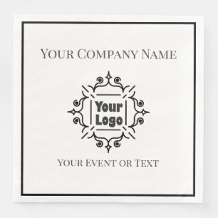 Serviette En Papier Black & White Custom Logo Company Event