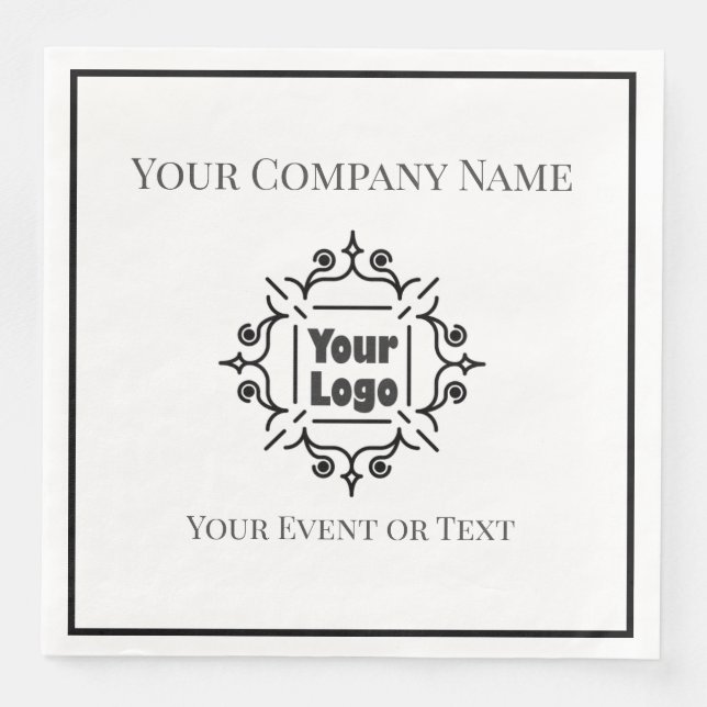 Serviette En Papier Black & White Custom Logo Company Event (Devant)