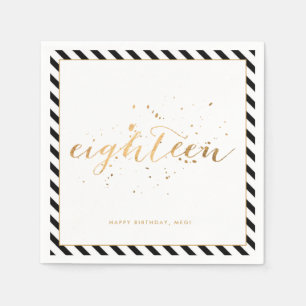Serviette En Papier Black White Gold 18 Anniversaire