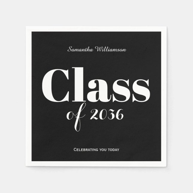 Serviette En Papier Black White Graduation Party Napkins Customizable (Devant)