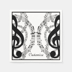 Serviette En Papier Black & White Mirror Image Music 2 Napkins