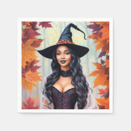 Serviette En Papier Black Woman Witch Fall quitte l'art