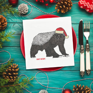 Serviette En Papier Blaireau drôle Badass Festif Père Noël Humour