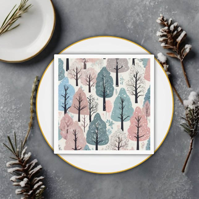 Serviette En Papier  blanc Baby shower de la forêt d'hiver (Créateur téléchargé)