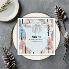 Serviette En Papier  blanc Baby shower de la forêt d'hiver