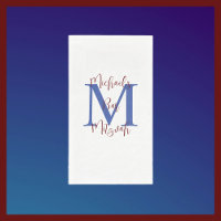 Blanc bleu Bourgogne Barre Mitzvah Nom Monogramme
