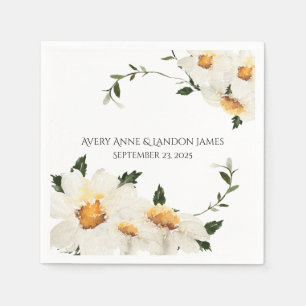 Serviette En Papier Blanc Daisy Green Personnalisé Mariage moderne