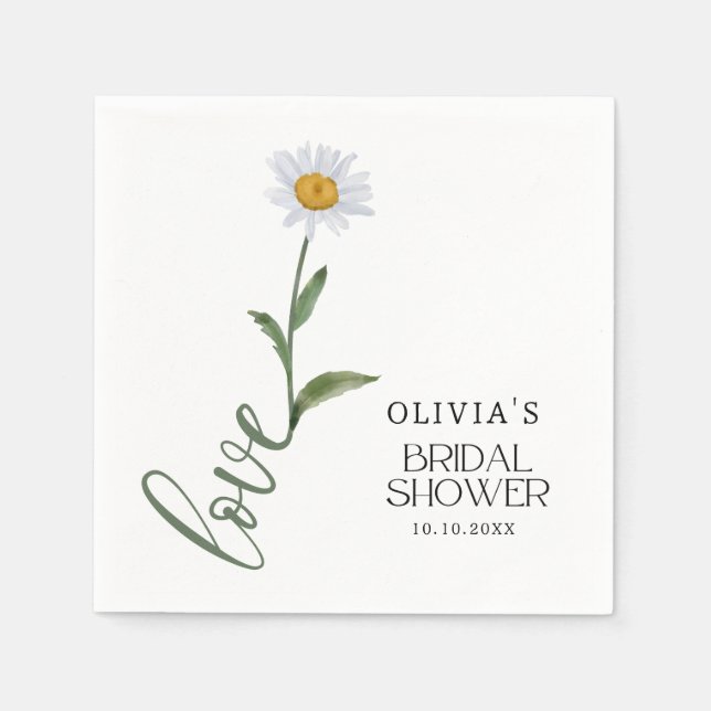 Serviette En Papier Blanc Fleur de marguerite Amour Élégante Fête des  (Devant)