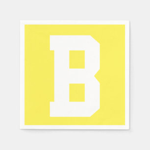 Serviette En Papier Blanc Grand Initiale moderne   Jaune citron