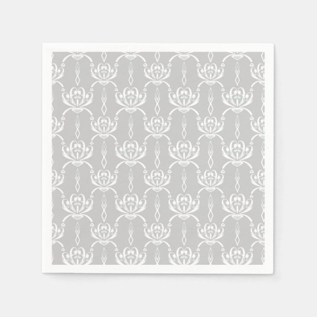 Serviette En Papier Blanc gris clair dans le style art déco. (Devant)