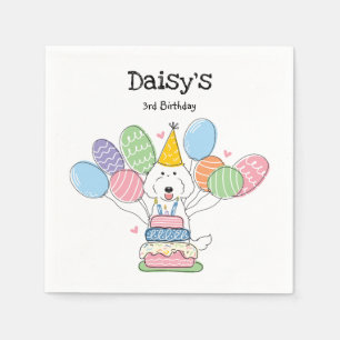 Serviette En Papier Blanc Labradoodé Chien Anniversaire Papier de fête