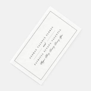 Serviette En Papier Blanc Noir Calligraphie Élégante Encadrée