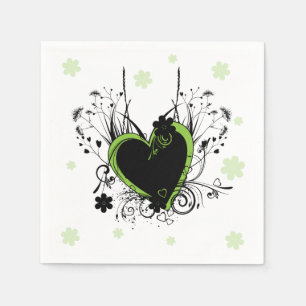 Serviette En Papier Blanc vert de coeur