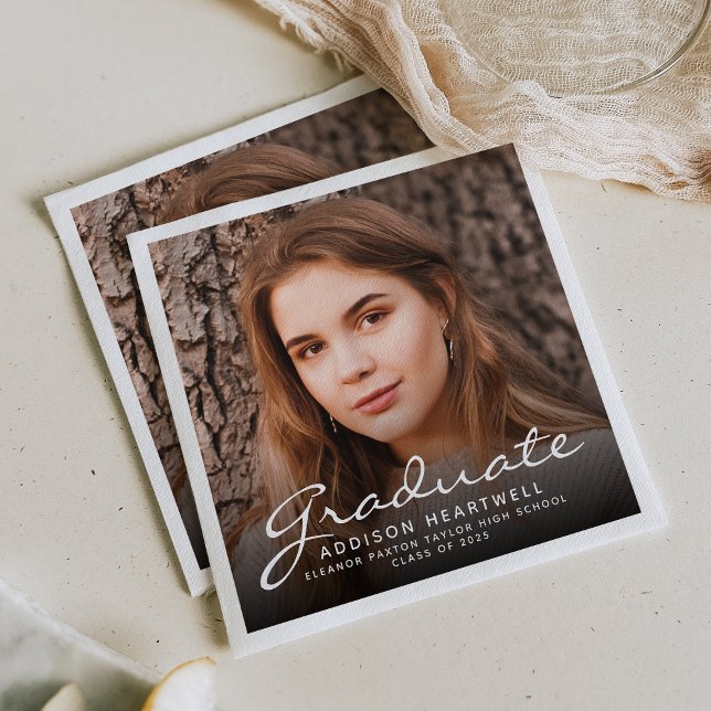 Serviette En Papier Blancs 2025 Photo Graduation Party (Créateur téléchargé)