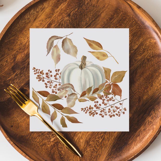 Serviette En Papier Blancs Citrouille Automne part Thanksgiving (Créateur téléchargé)