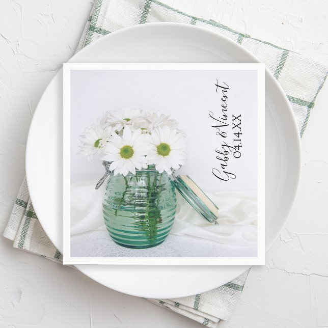Serviette En Papier Blancs en bleu Jar Vase Mariage (Créateur téléchargé)