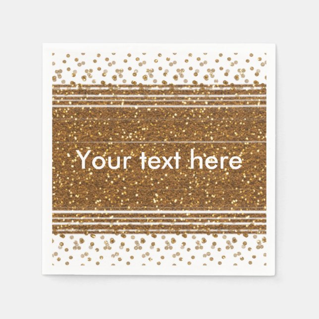 Serviette En Papier Blancs Faux brossé Gold Parties scintillant Party  (Devant)