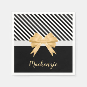 Serviette En Papier Blancs noirs Goldem Bow