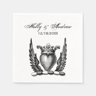 Serviette En Papier Blason au cœur héraldique avec ailes Crest