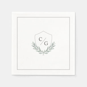 Serviette En Papier Blason de monogramme avec mariage aux branches d'o