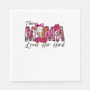 Serviette En Papier Bleached This Mama Loves Her Herd Mother's Day Cow