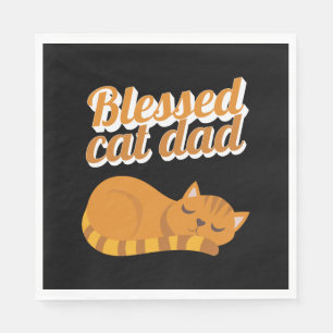 Serviette En Papier Blessé Drôle Chat Papa Orange Tabby Chat Feline