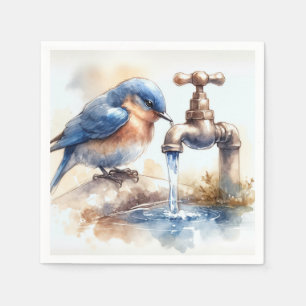 Serviette En Papier Bleu avec l'eau coulante d'un trou