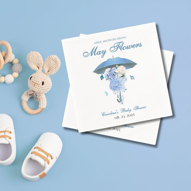 Serviette En Papier Bleu Avril Douches Apporter Mai Baby shower Fleur (Créateur téléchargé)