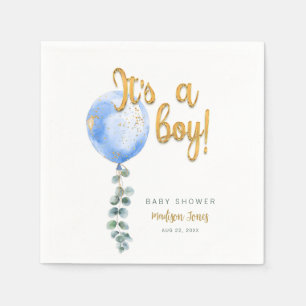 Serviette En Papier Bleu Balloon Eucalyptus C'Est Un Baby shower Garço