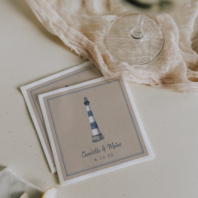 Serviette En Papier Bleu blanc phare Kraft papier Mariage Napkin (Créateur téléchargé)