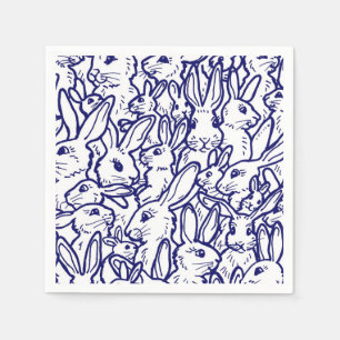 Serviette En Papier Bleu Bleu lapin lapin blanc dessin mignon unique