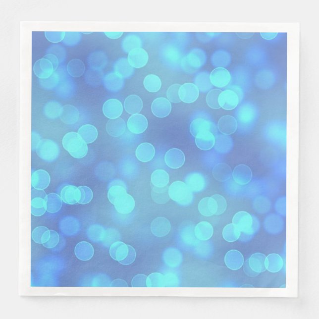 Serviette En Papier Bleu Bokeh en papier rayé dîner serviettes (Devant)