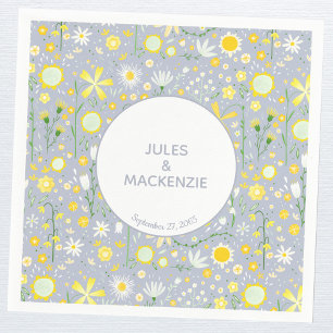 Serviette En Papier Bleu botanique Fleur sauvage motif floral