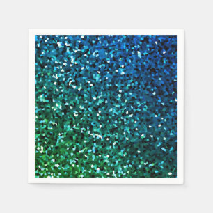 Serviette En Papier Bleu brillant Vert Glitterie Coloré Vacances