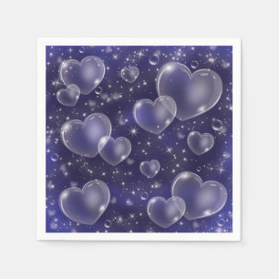 Serviette En Papier Bleu Bubble Hearts mignon Girly 90's Style