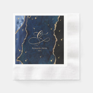 Serviette En Papier Bleu Céleste Quinceanera Étoiles de Minuit Lune