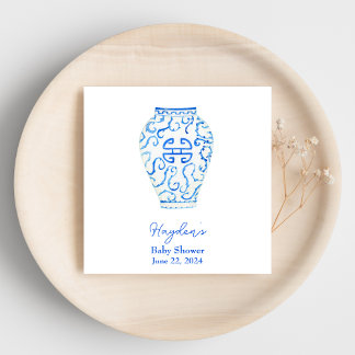 Serviette En Papier Bleu Chinoiserie Ginger Jar Personnalisé Napkin