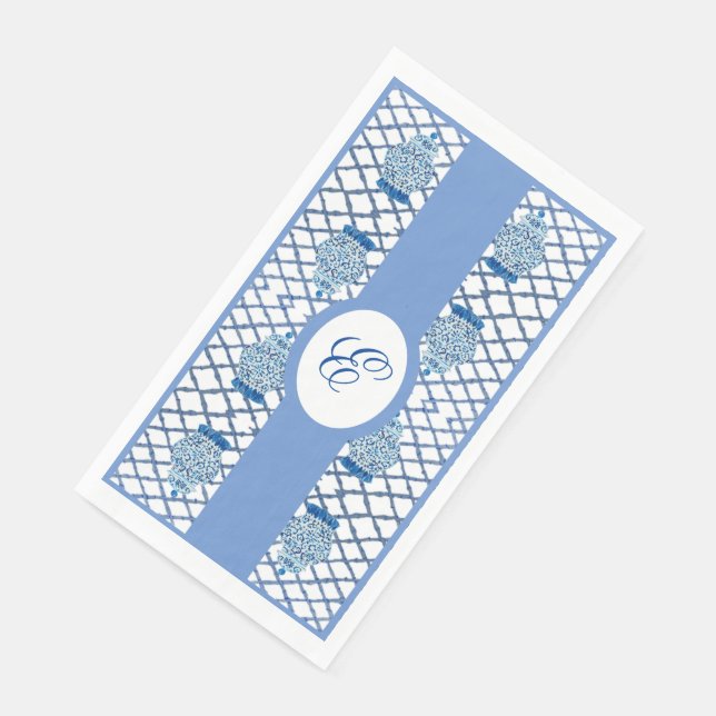 Serviette En Papier Bleu Chinoiserie Main Peint Ginger Jar Jars (Coin)