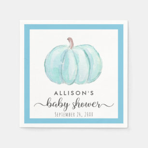Serviette En Papier Bleu Citrouille Aquarelle bébé garçon douche