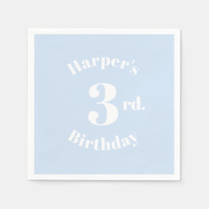 Serviette En Papier Bleu clair anniversaire Nom et numéro personnalisé