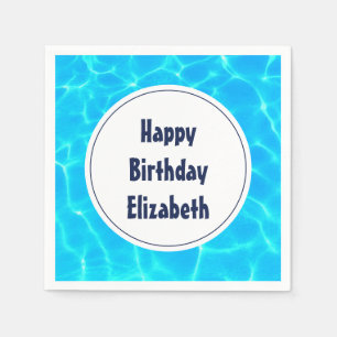 Serviette En Papier Bleu clair Piscine d'eau Photo Anniversaire