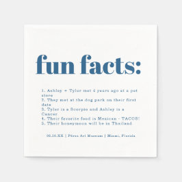 Serviette En Papier Bleu classique minimal moderne | Fun Facts Mariage