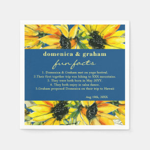 Serviette En Papier Bleu classique Tournesol Mariage Fun Facts Napkins