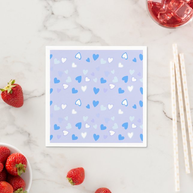 Serviette En Papier Bleu Coeur mignon (En situation)
