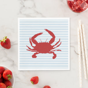 Serviette En Papier Bleu Crabe Peinture Bleue Bande Nautique