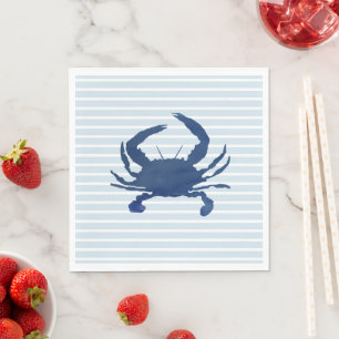 Serviette En Papier Bleu Crabe Peinture Bleue Bande Nautique