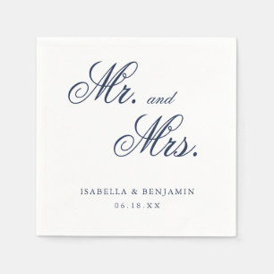 Serviette En Papier Bleu de la marine traditionnelle Mariage élégant